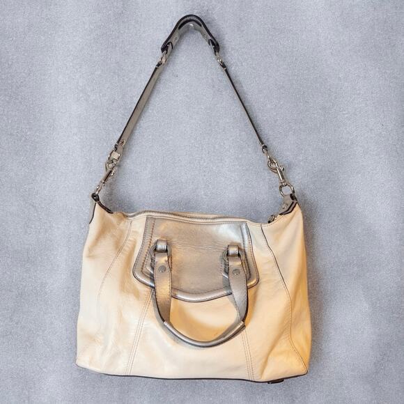 Coach Ashley White and Silver Leather Satchel Shoulder Bag F19247 - Picture 3 of 12